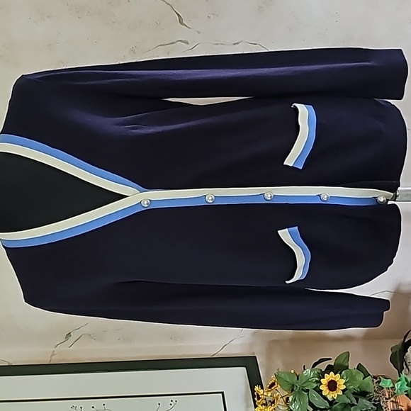 Talbots Sweaters - 💥HP💥 Talbots Navy Blue Pearl Button Cardigan Sweater Women's Size Petite Med